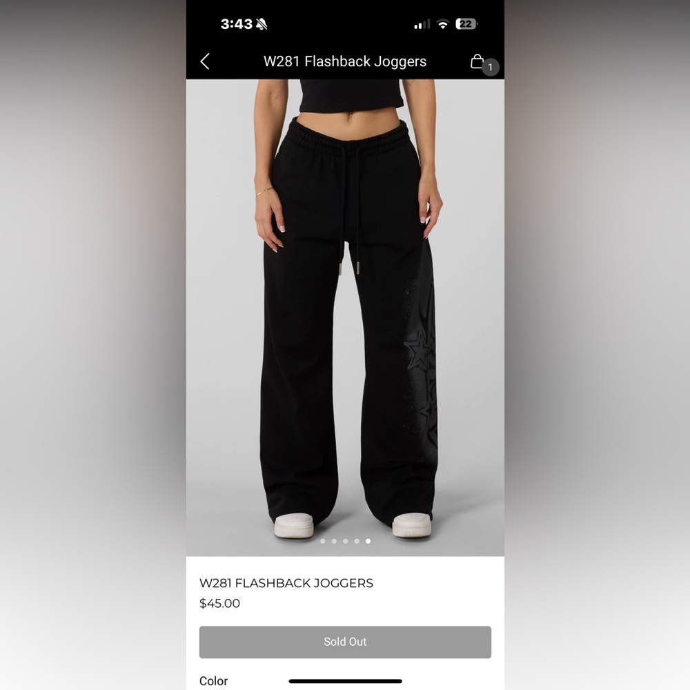 YoungLA flash back joggers black size small still in bag